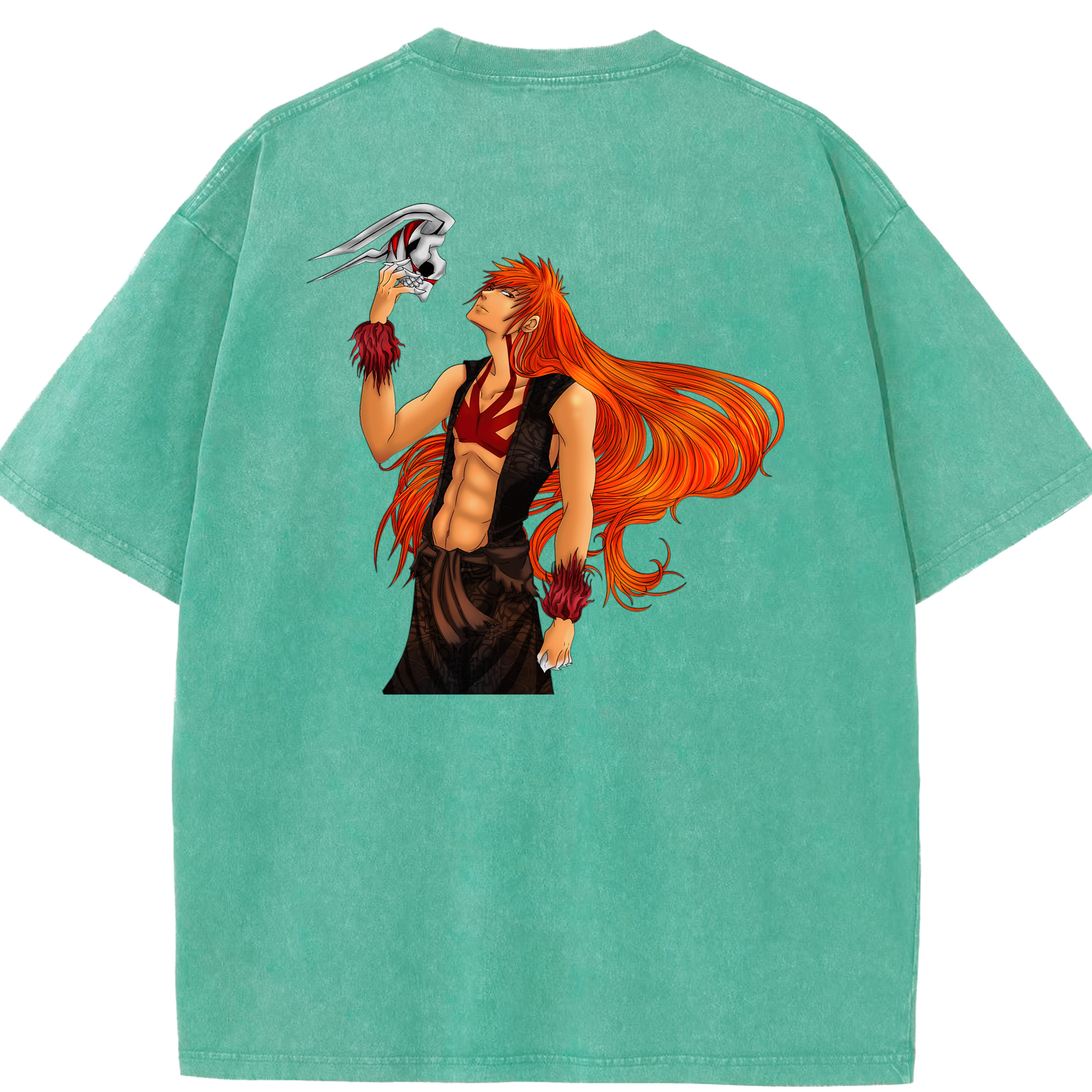 （画像用） ブリーチ 黒崎一護（くろさき いちご）BLEACH Kurosaki Ichigo 綿100% ヴィンテージ風 半袖Tシャツ（背面プリント）